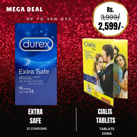 Durex Extra Safe Condoms 12-Pack + Cialis 20mg Tablet Playful