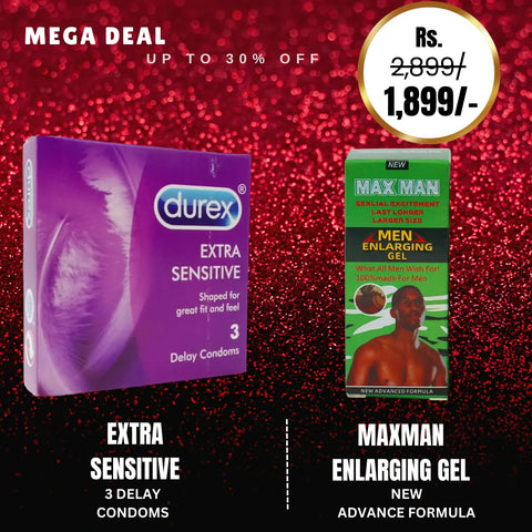 Durex Extra Sensitive Condom (Pack Of 3) + Max Man Enlarging Gel Playful