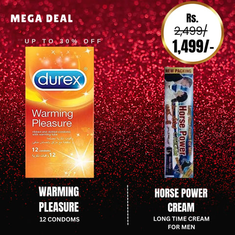 Durex Warming Pleasure Condom - Pack Of 12 + Horse Power Cream Playful