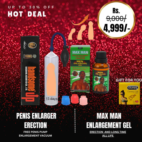 HOT DEAL Handsome Up Penis Enlarger Erection Pump + Max Man Enlargement GEL Playful