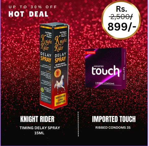 HOT DEAL Knight Rider Delay Spray + Imported Touch Ribbed Condoms - Playful