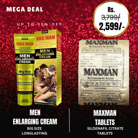 Max Man Men Enlarging CREAM (Yellow) 50 Ml New Advanced Formula + Maxman Kit Of Sildenafil Citrate Tablets Imp Playful