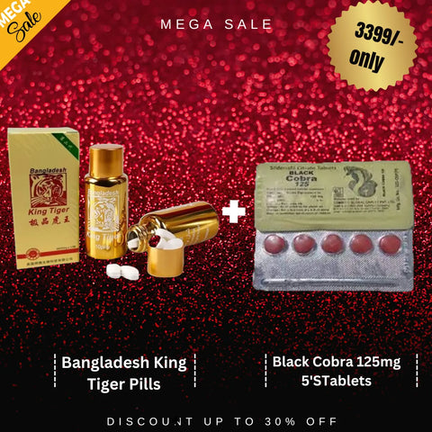 Pack Of 2 Bangladesh King Tiger Pills + Black Cobra 125mg 5'STablets Playful