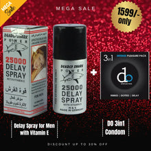 Pack Of 2 Deadly Shark 25000 Delay Spray for Men with Vitamin E + DO 3in1 Condom Pack Playful