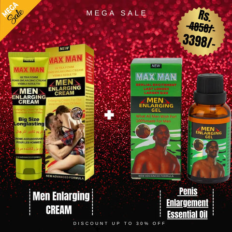 Pack Of 2 Max Man Men Enlarging CREAM (Yellow) 50 Ml New Advanced Formula + Max Man Penis Enlargement Essential Oil Playful