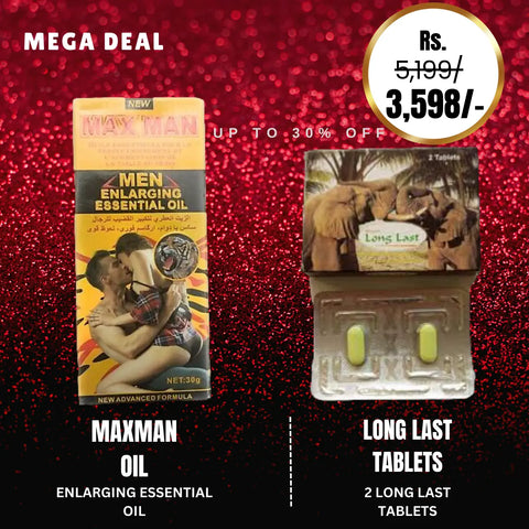 Pack Of 2 Max Man Penis Enlargement Essentisl Oil 30ml + Long Last Tablets In Pakistan Playful