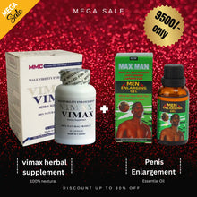 Pack Of 2 - Vimax herbal supplement 100% neatural +  Penis Enlargement Essential Oil Playful