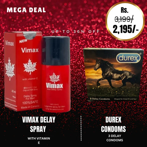 Vimax Delay Spray Men (45 ml) + Durex 3 Delay Condom - Maximize Pleasure, Minimize Interruptions Playful