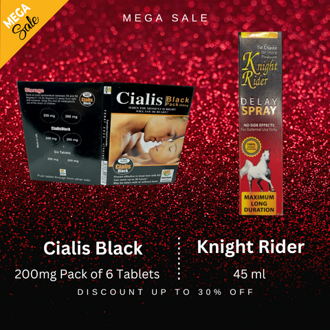 Pack Of 2 Cialis Black UK(200 Mg) Pack Of 6 + Knight Rider Spray Playful