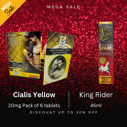 Pack Of 2 Cialis 6 Yellow Tablets Pack For Men 20mg + Knight Rider Mens Timing Playful